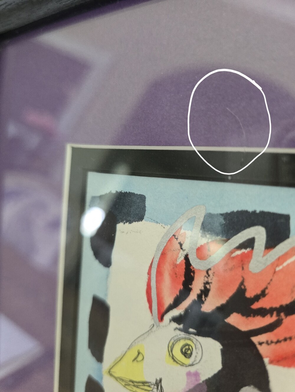Madison Latimer Framed Abstract Rooster Art Print in Purple and Black - Picture 5 of 5